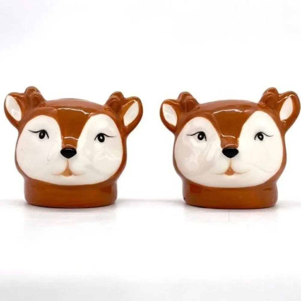 Nostalgic Vintage Inspired Retro Ceramic Reindeer Tiny Taper Candle Holders